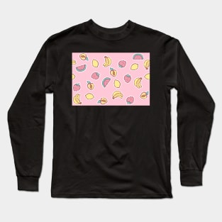 Pastel Mini Fruit on Pink Long Sleeve T-Shirt